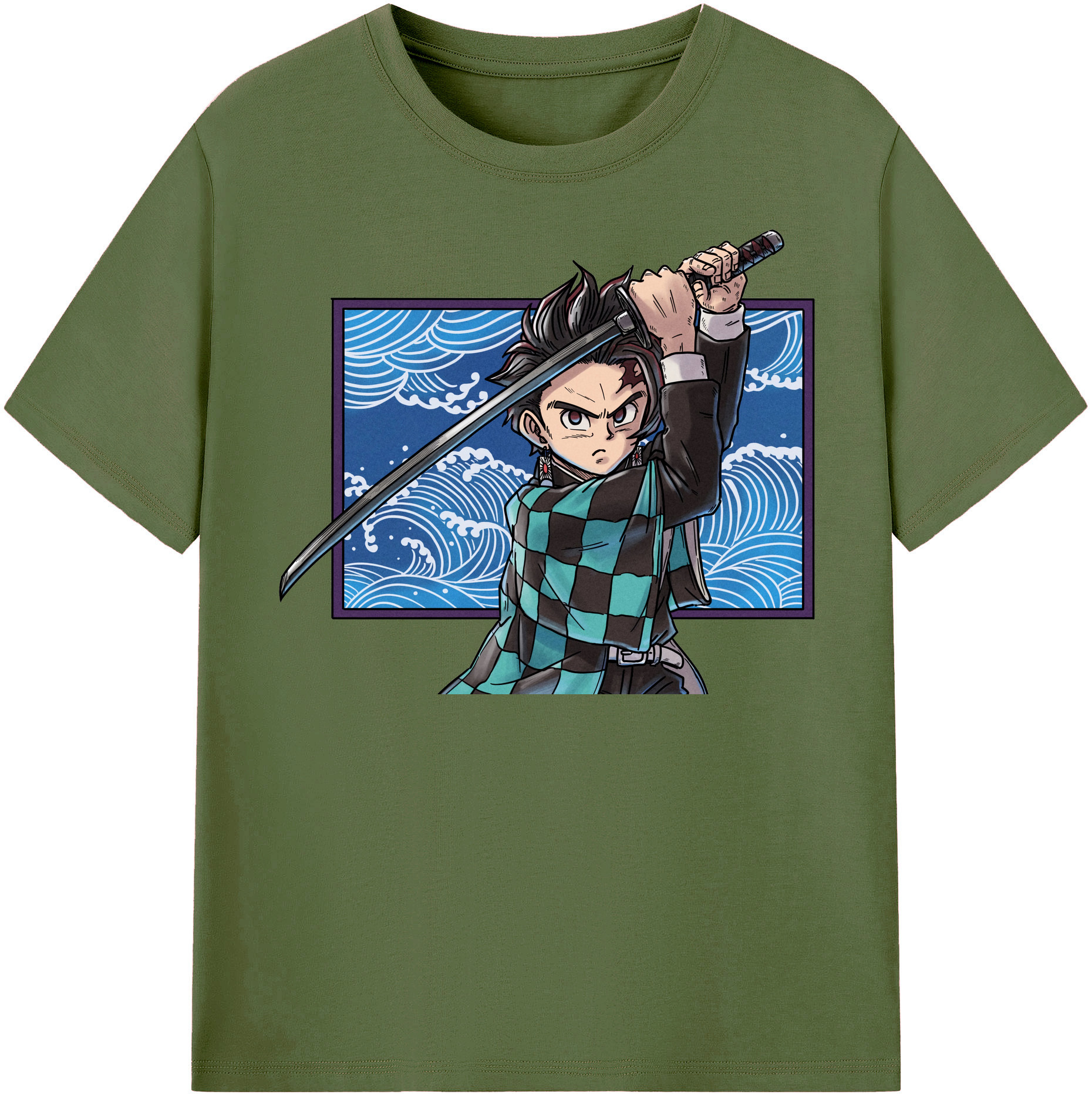 （画像用） 鬼滅の刃 竈門 炭治郎／かまど たんじろう Kamado Tanjirou 綿100％半袖Tシャツ（フロントプリント）